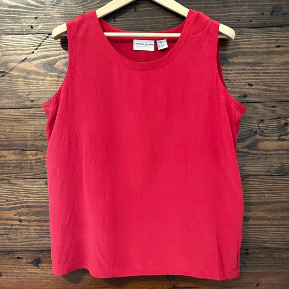 Carol Horn Signature Tops - Vintage Carol Horn Signature Red 100% Silk Tank Top Women's XL Chic Quiet Luxury